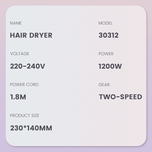Secador de Pelo Dsp Mini con Motor AC, 2 Velocidades, Protección Térmica, Secado para Uso Doméstico y Estudiantil - Product Image 4