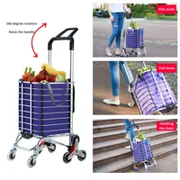 Chariot de manutention pliable portable en acier inoxydable à 8 roues avec panier en maille, pour escalier, usage commercial, camping, OEM, industriel