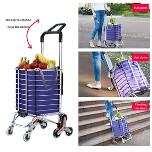 Carro de Mano Plegable Portátil de Acero Inoxidable con 8 Ruedas para Subir Escaleras, Carrito Utilitario para Compras, Campismo, Herramientas Industriales OEM - Product Image 6