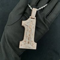 Collier Pendentif Personnalisé de Luxe en Zircon, Pendentifs Numériques Hip Hop Plaqué Or, Breloques de Mode Iced Out