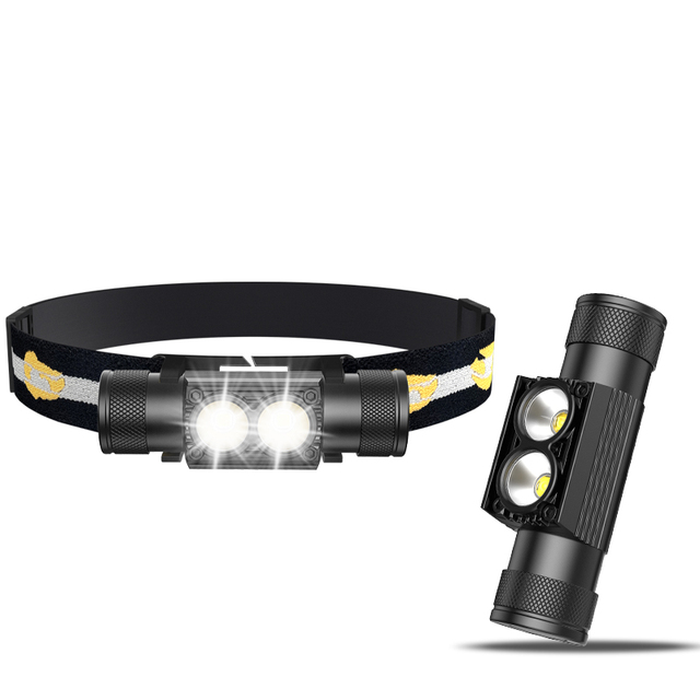 High Lumen 2 LED Rechargeable Headlamp Flashlight with 5 Modes Head Lamp for Running Fishing for Adults