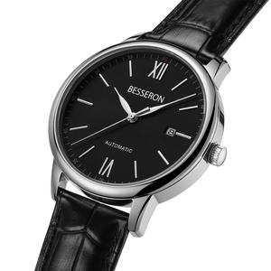 Montre automatique de sport de luxe pour homme avec aiguilles lumineuses, marque OEM, acier noir, cuir, mouvement Miyota, style professionnel personnalisé - Product Image 4