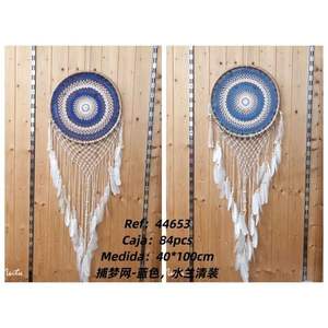 Noitu Dreamcatcher - Decoración de Pared con Mandala Azul de 40x100 cm, Estilo Bohemio - Product Image 3