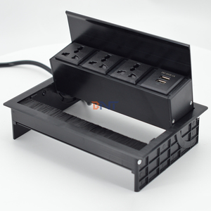 Aluminium Opklapbare Open Hoes Kantoormeubilair Tafelblad Multimedia Connectiviteitsdoos <span class=keywords><strong>3</strong></span> Ip44 Ac Stopcontacten Geborsteld Afwerking Socket - Product Image 2