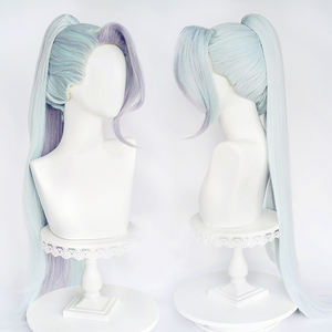 Vente en gros LOL Anime perruque 95cm de long vert violet mixte ligue des légendes <span class=keywords><strong>Zyra</strong></span> perruque Cosplay synthétique Peluca avec une queue de cheval - Product Image 2