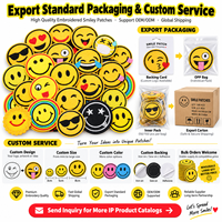 Patch brodé thermocollant ou à coudre pour fête d'enfants, motif Smiley Face mignon, drôle, visage heureux, émoticône de dessin animé, vente en gros