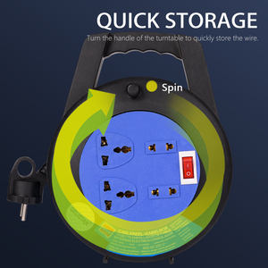 Enchufe de Extensión Universal Azul, Regleta de Protección Contra <span class=keywords><strong>Sobretensiones</strong></span>, Cable Retráctil, Cable de Alimentación, África - Product Image 4
