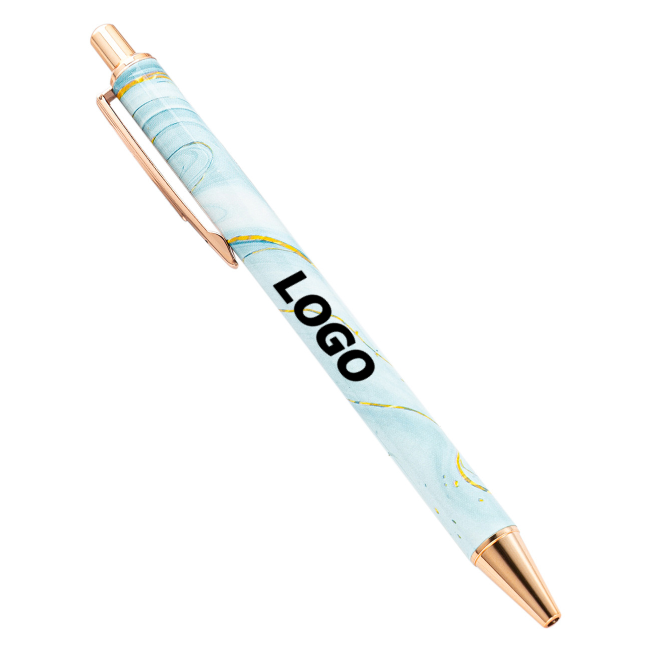 Customizable Retractable Ballpoint Pens - Sleek Metal Design with Heat Transfer Prints for Promotional Gifts
