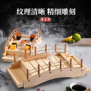Bandeja de madera estilo japonés para servir sushi, para uso en hoteles y restaurantes, color sólido RH326 - Product Image 4