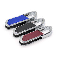 Hybour Gantungan Kunci Kulit Kustom dengan Pengait Putar USB 2.0 Kelas-A 32GB Bersertifikasi CE FCC ROHS, Dilengkapi Gesper Pendakian Gunung, Flash Drive 5 Tahun Garansi