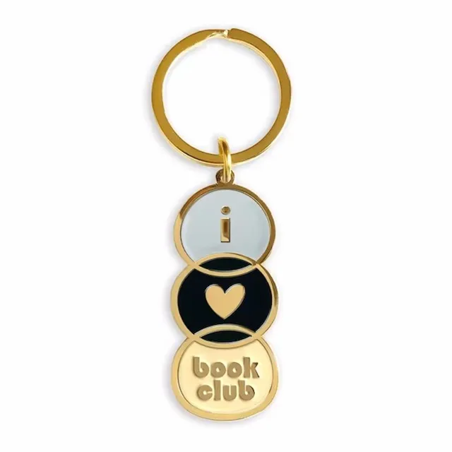 High Quality Custom Design Your Logo Cute Book Club Soft Enamel Metal Keychain Gift