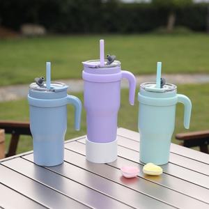 Nouvelle conception de bouteille isotherme avec poignée et paille, double paroi en acier inoxydable 304, facile à transporter - Product Image 4
