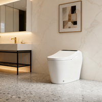 WC intelligent monobloc en céramique, design européen, à poser au sol, avec chasse automatique, nettoyage électrique à distance et siphon en S