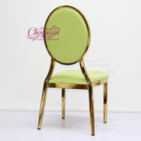 Chaise de banquet VIP moderne et personnalisée en or brillant pour événements, dossier rond, pour la Foire de Canton 2026 – En vente