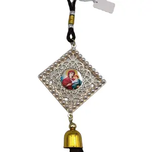 New car pendants with pearl square Orthodox religious patterns can be customized in-car indoor pendants