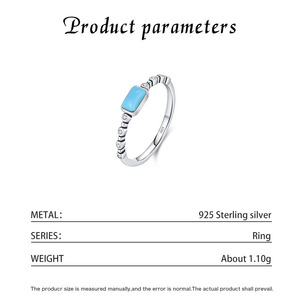 Minimalist S925 Silver Turquoise Stackable Earthy-toned Durable <b>Ring</b> Dainty <b>Thin</b> Band Daily Wear Jewelry - Product Image 2