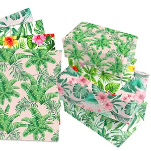 环彩12 pcs夏威夷棕榈叶包装纸床单礼品包装纸糖果包装夏季热带派对用品