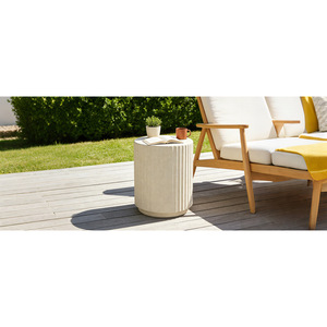 Cosiest Outdoor Side <b>Table</b> Cylinder MgO Patio End <b>Table</b> Lightweight Wave Design Round Plant Stand - Product Image 3