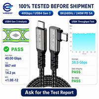 Câble USB4 Type-C vers Type-C LUNGKAY 40 Gbps 8K Ultra HD 240W/5A PD 3.1 Tressé Droit et 90° °   Support d'écran à angle droit pour MacBook