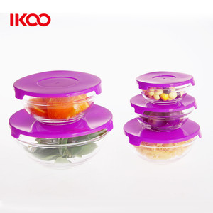 5 Piece Glass Bowl Set Food Box Storage Stacking Containers with <strong>Red</strong> Lids <strong>Microwave</strong> - Product Image 5
