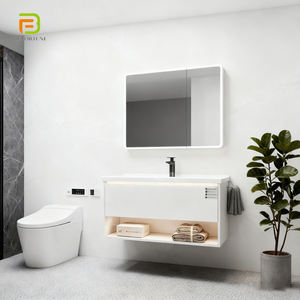 Muebles de Baño Modernos y Sencillos de Acero Inoxidable, Gabinete de Baño Impermeable, Mueble de Baño Flotante con Lavabo - Product Image 1