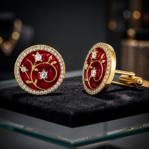 Mancuernillas de Latón Mayrabygungun Hechas a Mano con Esmalte Meenakari, Estilo Kundan, Origen Rajasthan, Unisex, para Bodas, Aniversarios y Fiestas - Product Image 5