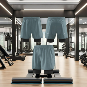 Men's Quick Dry Double <b>Layer</b> Basketball Shorts Elastic Waist <b>Mid</b> Waist Fitness Training Activewear Sizes XL & 3XL Solid Pattern - Product Image 3