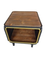Meubles de salon vintage modernes Table d'appoint en bois massif avec cadre en métal de luxe pour la maison Table basse