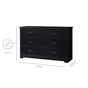 <span class=keywords><strong>Commode</strong></span> noire à <span class=keywords><strong>double</strong></span> rangement avec 6 tiroirs, style panneau bois, pour chambre d'enfant et organisateur de rangement pour enfants avec tiroir - Product Image 4
