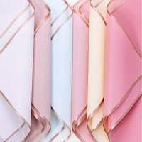 Papier d'emballage pour fleurs FSC Luxury Gold Edge, imperméable, pour bouquets, décoration de cadeaux pour fleuristes, impression personnalisée