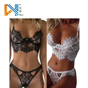 Érotiques Costume 2 Pièces Attrayant Soutien-Gorge Culotte Transparente Point de Rosée Sexy Ensembles De Lingerie En Dentelle