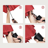 Parapluie pliant automatique double couche portable 21 pouces 8 baleines pour femme, personnalisable avec logo, en pongee noir classique – Grande Vente