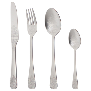 Ensemble de couverts à motif de fleurs de luxe en acier inoxydable 304 couverts vintage couleur titane cuillère fourchette couteau - Product Image 1
