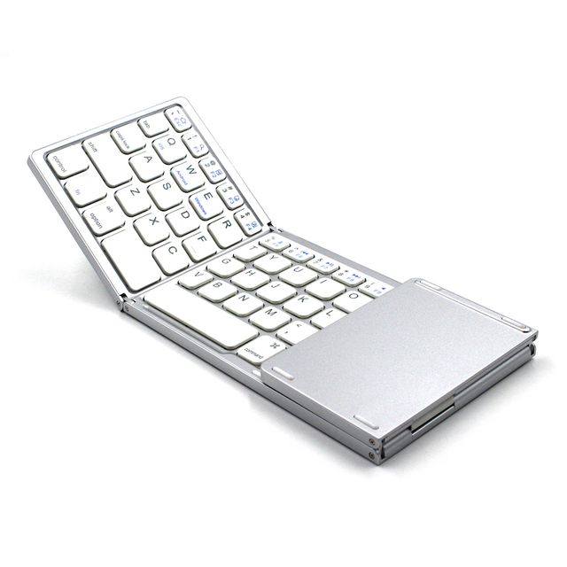 Foldable Keyboard Touchpad Aluminum Ultra Slim Portable Folding Keyboard Rechargeable for IOS IPads Android Window