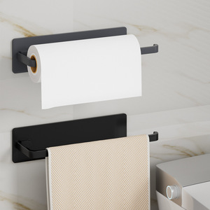Porte-serviettes en papier et porte-plastique alimentaire, support de rangement pour papier toilette sans perçage, fixation murale - Product Image 3