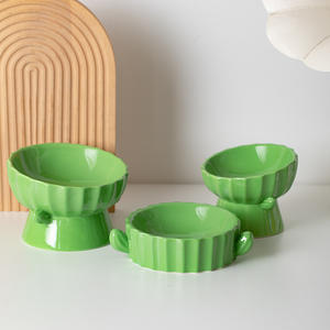 Großhandel kreative Keramik Haustier Katze Hund Schüssel grüne Farbe Welpen produkte Geschenk für Haustiere Essen verwenden - Product Image 1