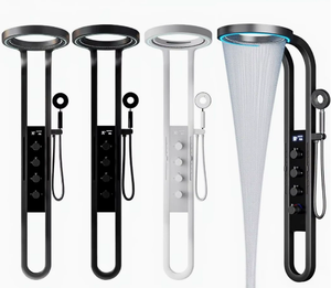 Ensemble de <span class=keywords><strong>douche</strong></span> <span class=keywords><strong>thermostatique</strong></span> multifonction <span class=keywords><strong>noir</strong></span> en laiton avec robinets de pluie pour hôtels - Product Image 5
