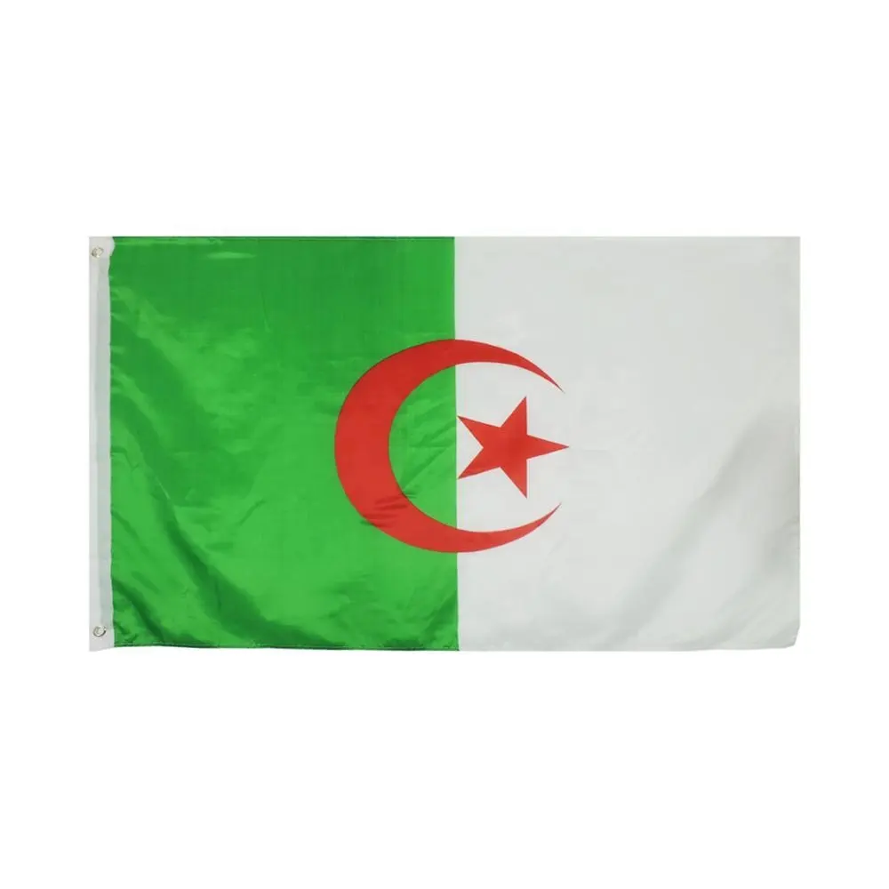 Heißer Verkauf Großhandel Schnelle Lieferung Günstige nationalen flaggen von verschiedenen ländern Niedrigen Moq Jede farben Algerien land flagge benutzerdefinierte