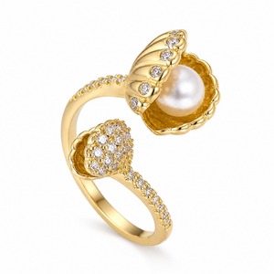 Anello Aperto Regolabile con Design a Conchiglia e Dettaglio Stile Perla, Accessori di Moda per Donne - Product Image 5