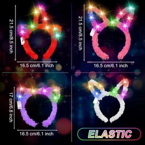 Serre-tête lumineux LED en peluche avec oreilles de lapin, clignotant, pour concert, jouet, accessoire de fête, vente en gros - Product Image 2