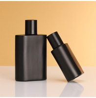 Prix usine MUB 50ml Parfum Bouteille En Verre À Sertir Noir Mat Plat carré Parfum Bouteilles En Verre En Aluminium Pulvérisation