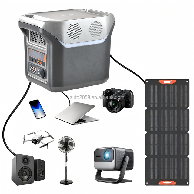 2000W LiFePO4 Portable Power Station Solar Generator Inverter AC DC Power Bank for Home Camping Outdoor