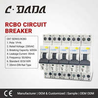 Dispositifs électroniques 18MM DPN RCBO 32A 1P+N 6KA Disjoncteur différentiel avec protection contre les surintensités et les fuites