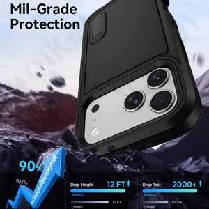 เคสสำหรับ <span class=keywords><strong>iPhone</strong></span> 17 16 15 14 13 12 <span class=keywords><strong>11</strong></span> PRO MAX XS XR ทนทานกันกระแทกป้องกันรอยขีดข่วนและมีฝาปิดขาตั้ง - Product Image 4