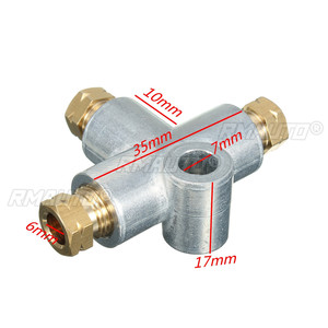 Nouveau raccord en T argenté à 3 voies pour conduite de frein avec 3 écrous mâles M10, en cuivre métrique court 3/16 10mm, pièces de rechange pour distributeur - Product Image 6