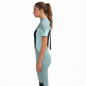 Muta subacquea da donna 3mm con maniche corte e gambe lunghe, con cerniera posteriore e pannelli antivento - Product Image 3