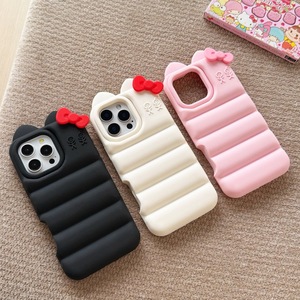 Cover per iPhone 13 14 15 16 17 Pro Max in silicone morbido 3D a forma di gatto con fiocco, antiurto e anti-scivolo - Product Image 4