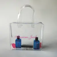 Pvc makyaj kozmetik ambalaj çantası vinil plastik PVC çanta pvc şeffaf şeffaf makyaj saplı çanta