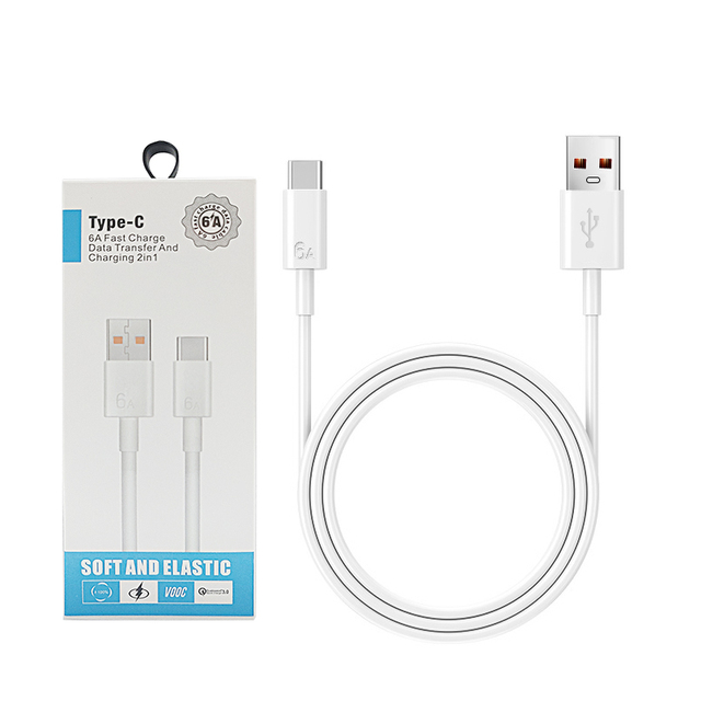 USB C Kabel Data Line Wholesaler Cables De Datos PVC USB Charge Cable Leads to Type C 6A Phone Fast Charging Type-c Charge Cable
