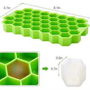 Moule à glaçons en silicone à 37 compartiments, plateau à glaçons en nid d'abeille avec couvercle - Product Image 6